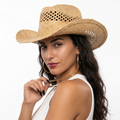 Adventurous Raffia Straw Cowboy Hat Boho Brown