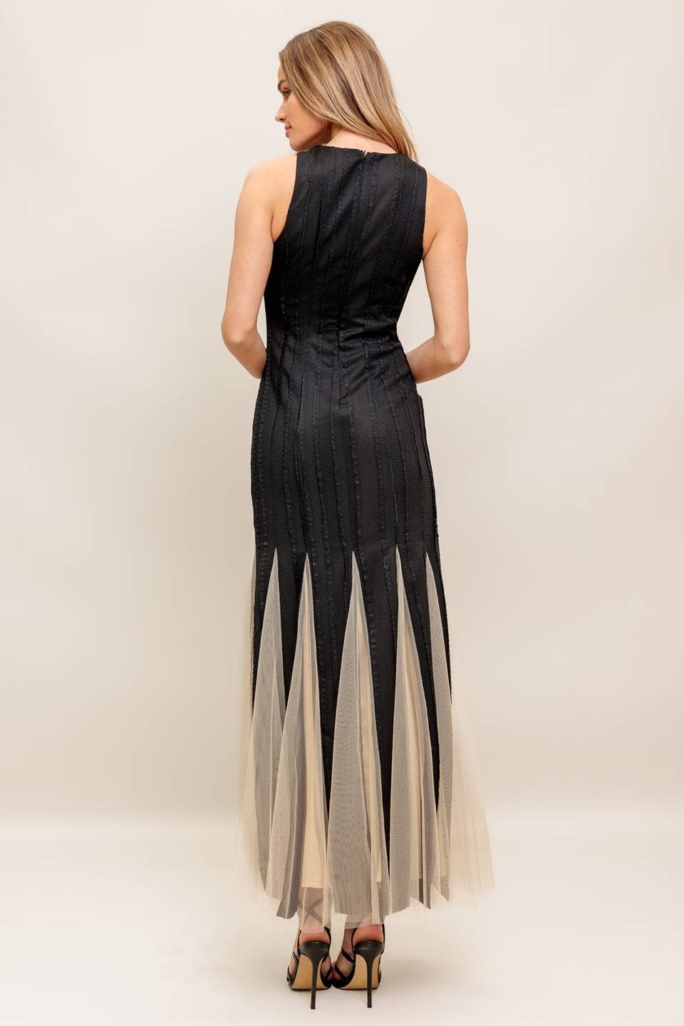 Noir Tulle Black Knit Maxi Dress Neon Spur