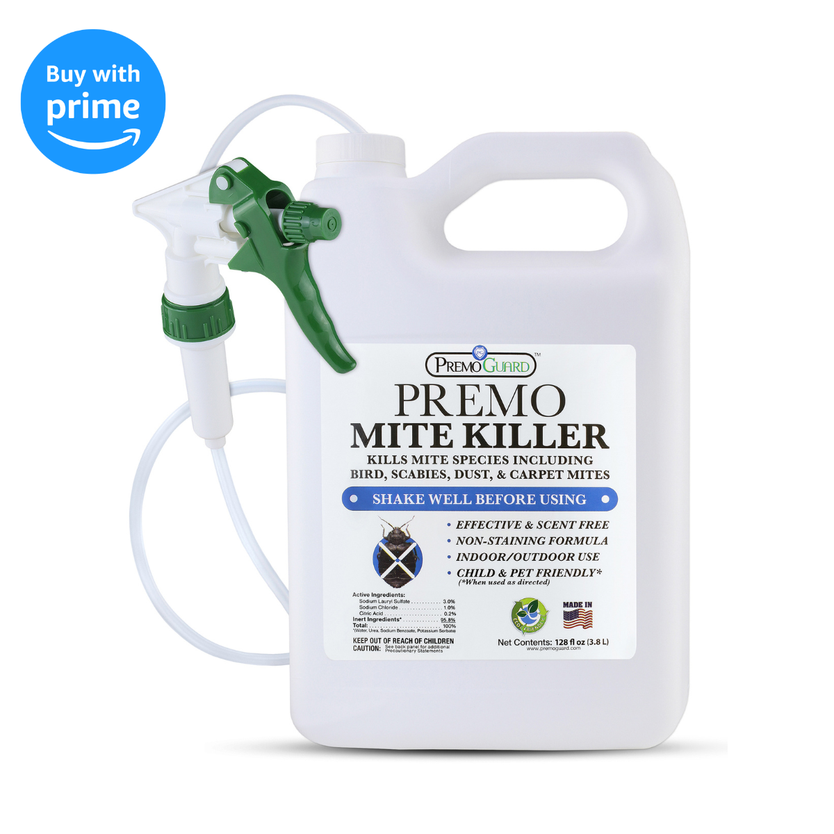 Mite Killer Spray 128 oz | Natural & Non-Toxic | Premo Guard Premo Natural Products