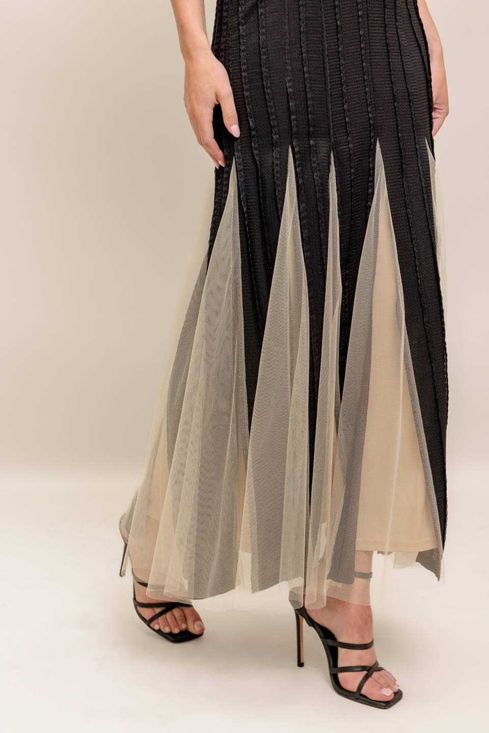 Noir Tulle Black Knit Maxi Dress Neon Spur