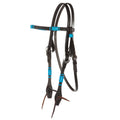 WD-RRSBH-T Turquoise Rawhide Rope Tooled Browband Headstall Mayatex
