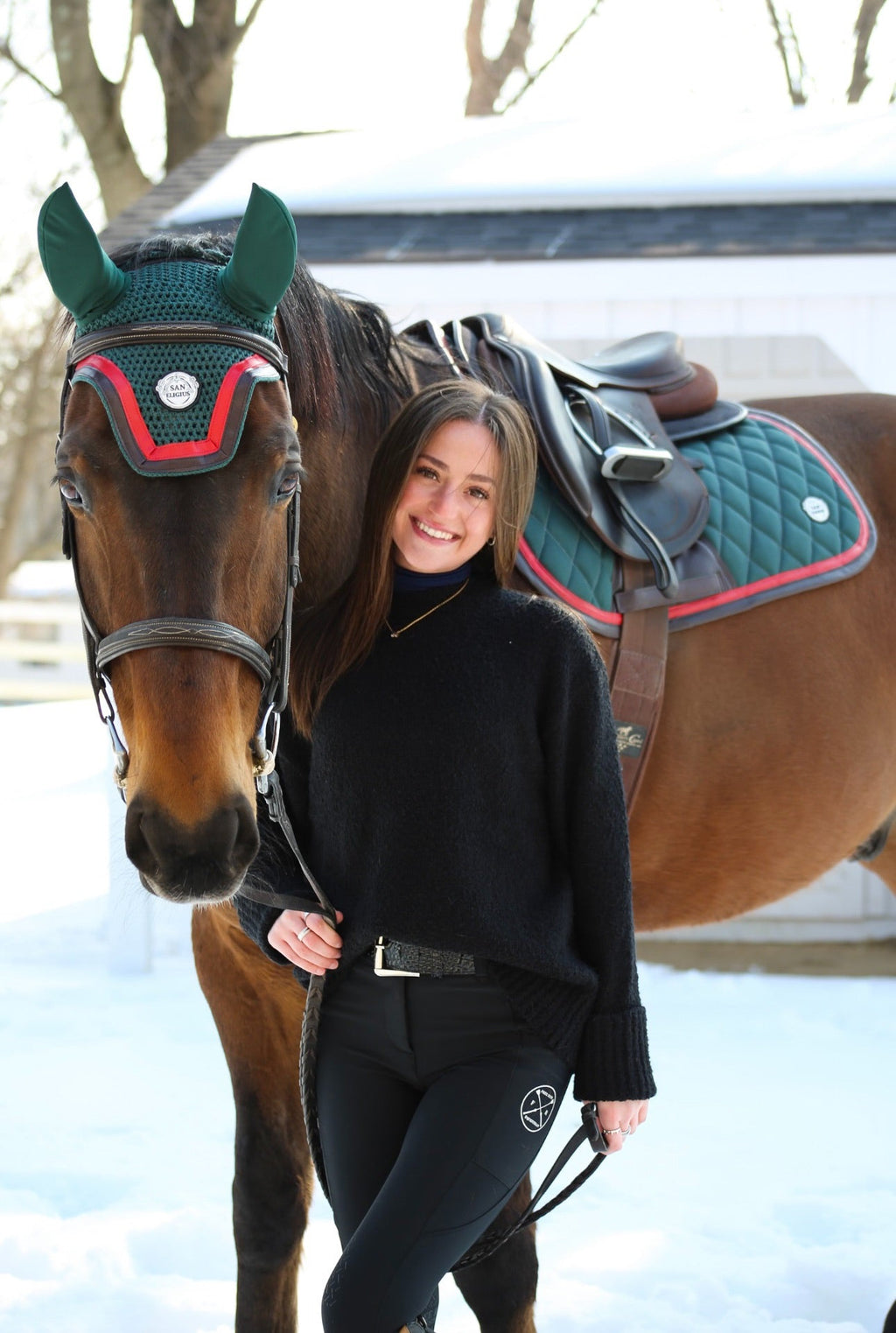 Horse Bonnet | Green- Brown & Red San Eligius