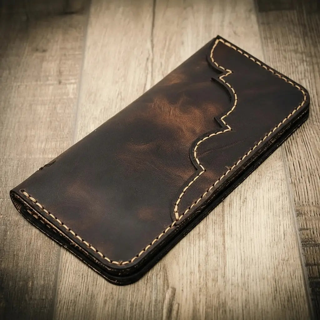 Western Long Wallet Bull Sheath Leather