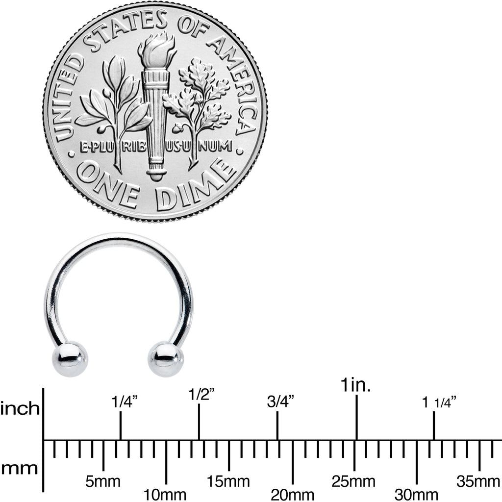 16G STEEL HORSE SHOE Circular Barbell 3/8 3mm BodyCandy