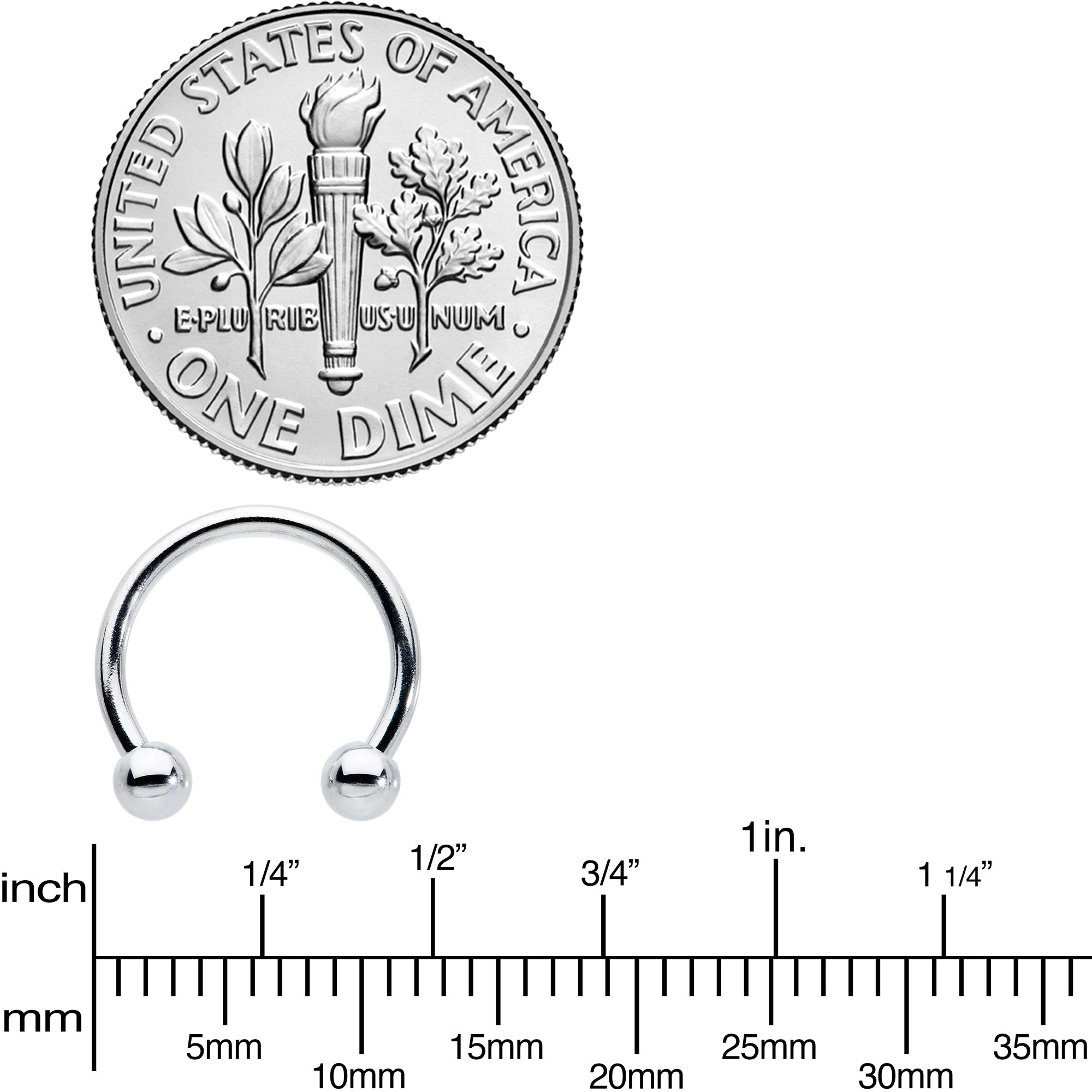 16G STEEL HORSE SHOE Circular Barbell 3/8 3mm BodyCandy