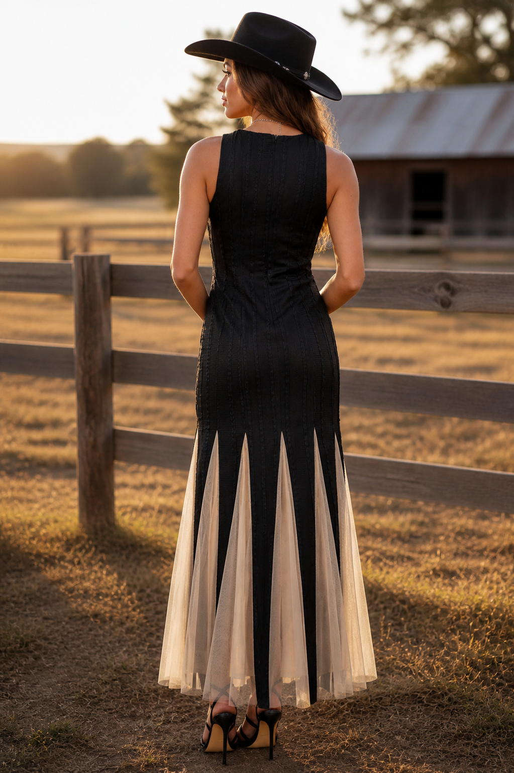 Noir Tulle Black Knit Maxi Dress Neon Spur