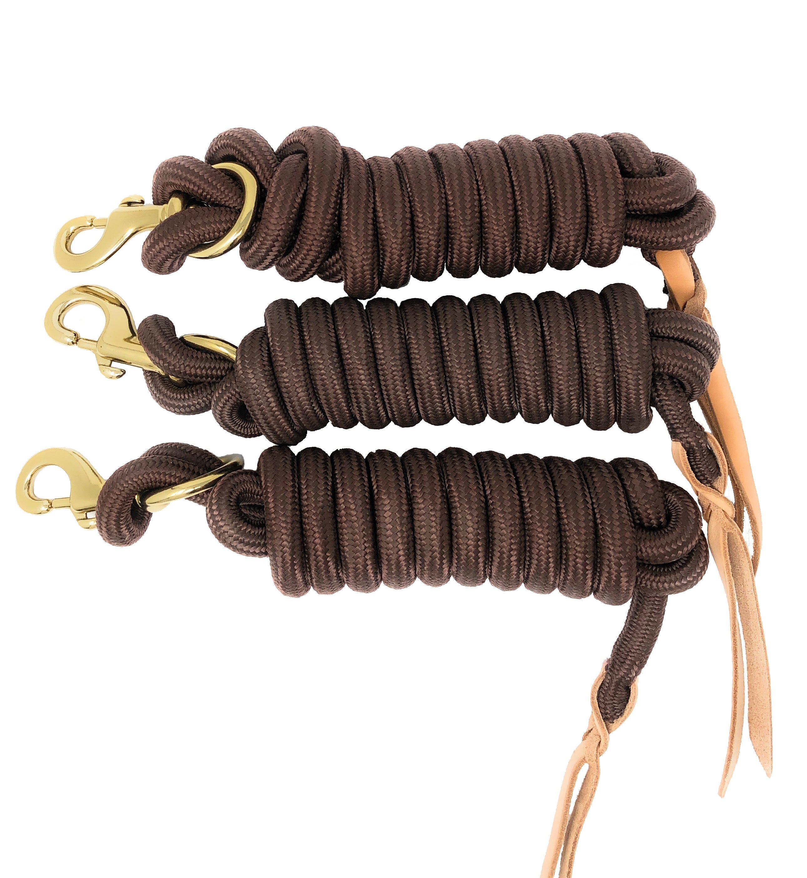 AJ Tack 9 Foot Nylon Lead Rope with Leather Popper - Set of 3 AJ Tack