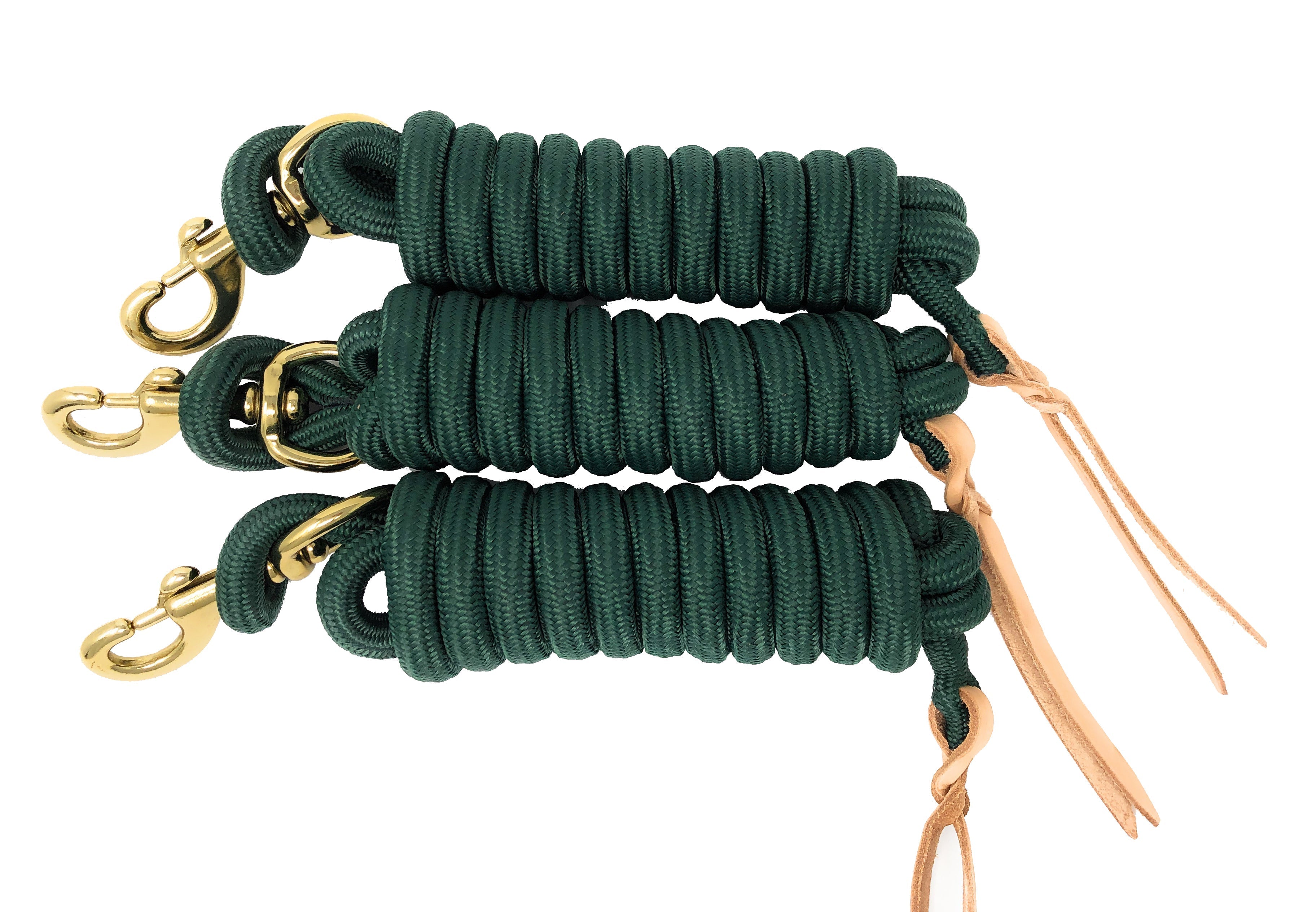 AJ Tack 9 Foot Nylon Lead Rope with Leather Popper - Set of 3 AJ Tack