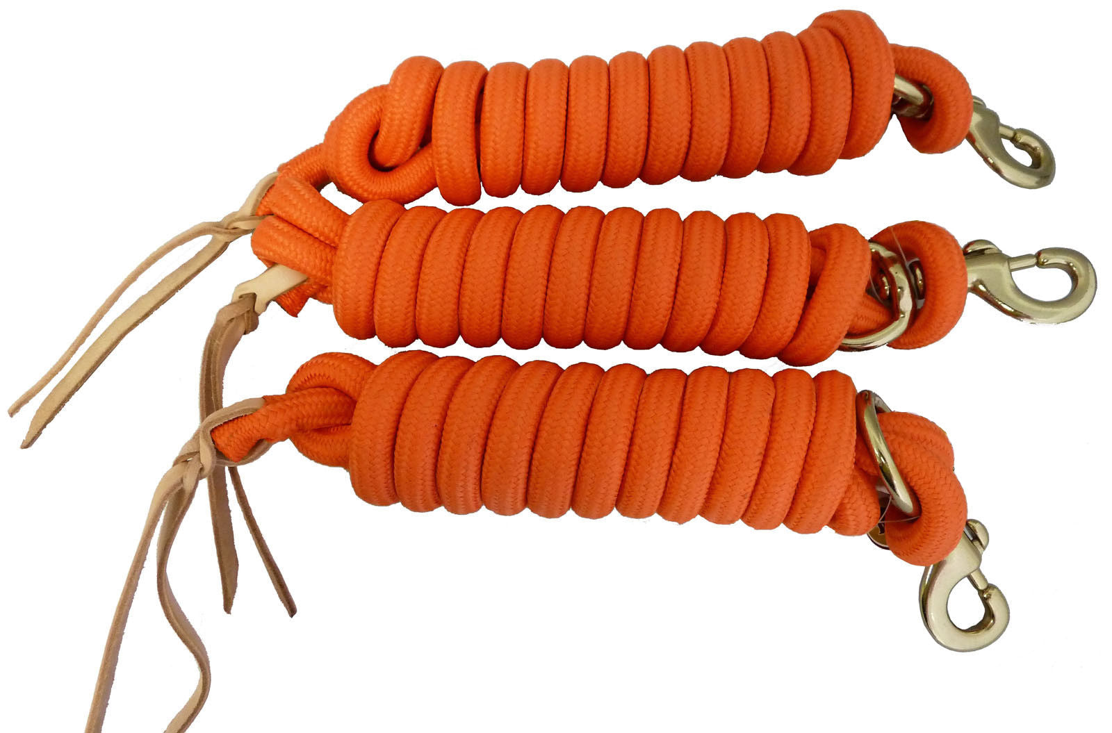 AJ Tack 9 Foot Nylon Lead Rope with Leather Popper - Set of 3 AJ Tack