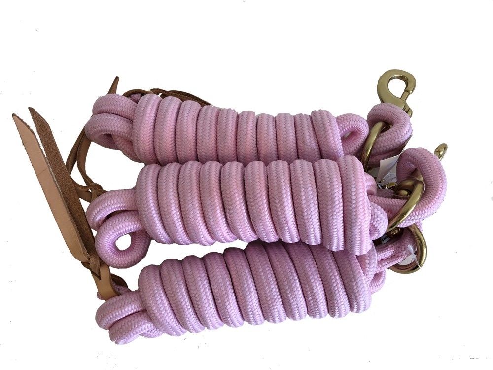 AJ Tack 9 Foot Nylon Lead Rope with Leather Popper - Set of 3 AJ Tack