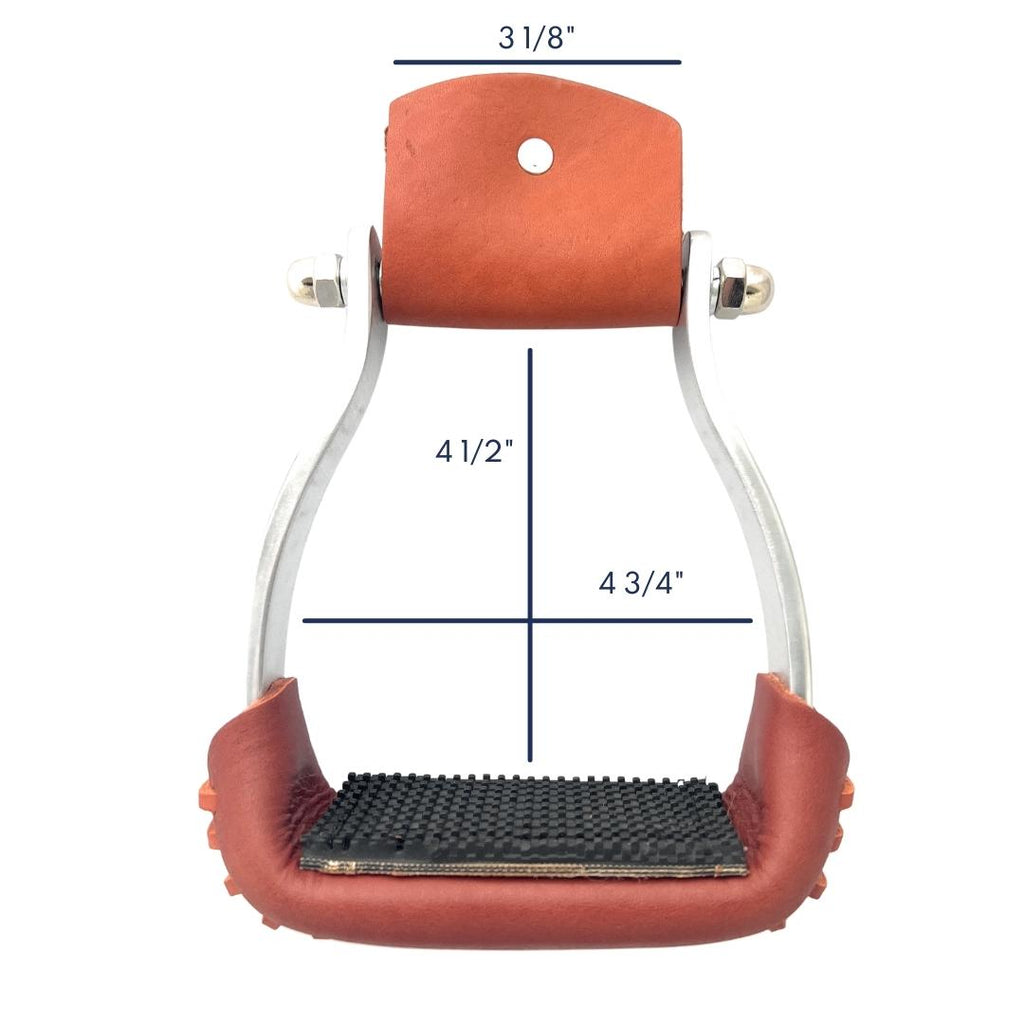 AJ Tack Aluminum Barrel Racing Stirrups Tanned Leather Tread AJ Tack