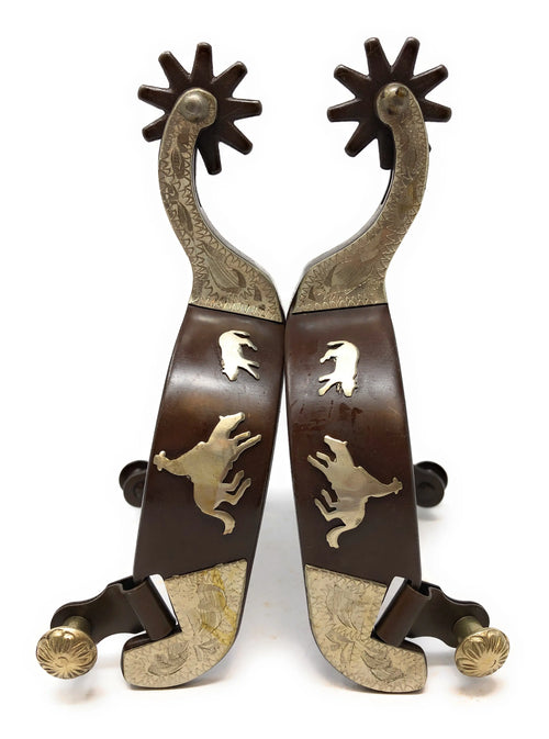 AJ Tack Men's Antique Brown Cutting Horse Spur Set AJ Tack