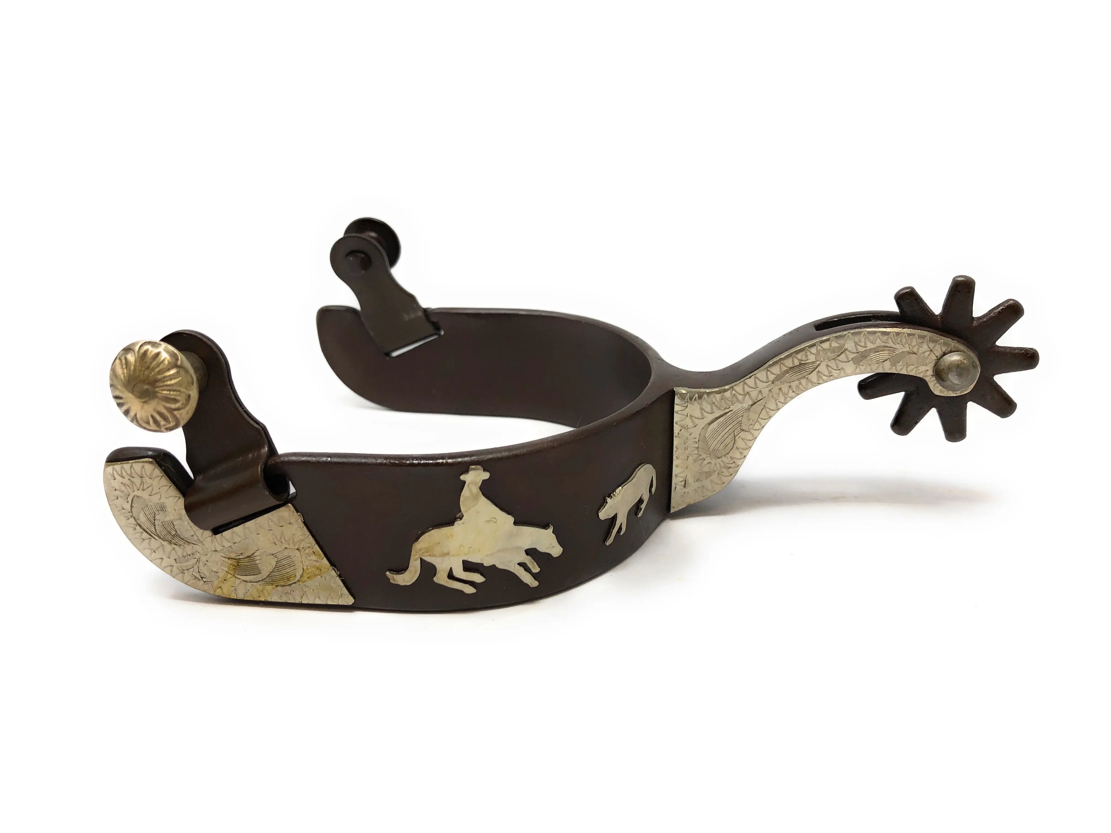 AJ Tack Men's Antique Brown Cutting Horse Spur Set AJ Tack