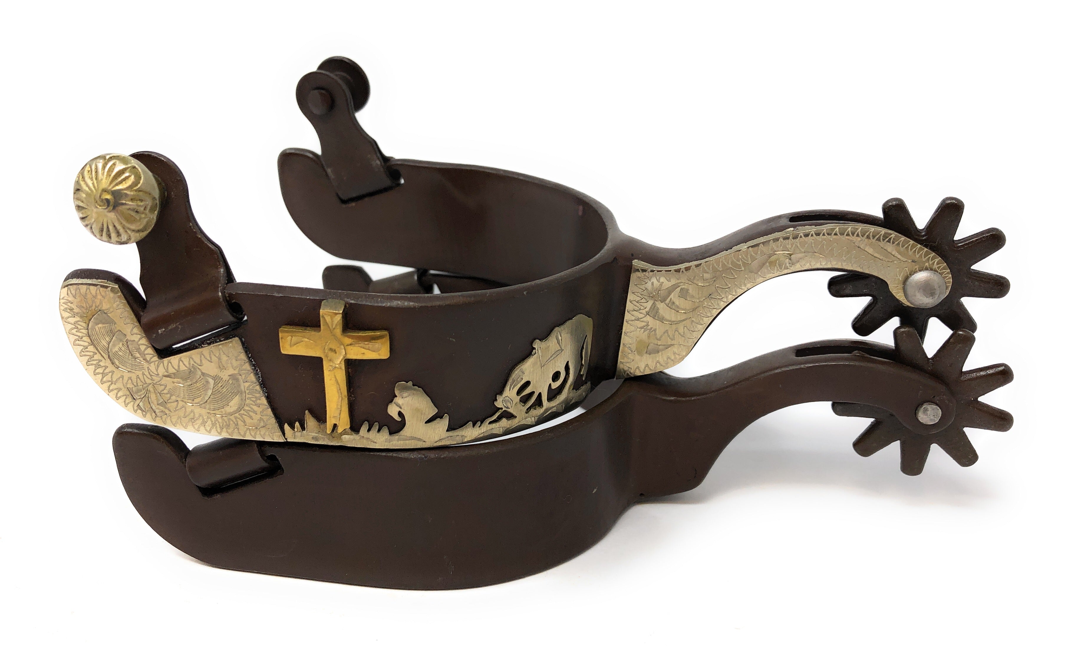 AJ Tack Praying Cowboy Antique Brown Spur Package AJ Tack