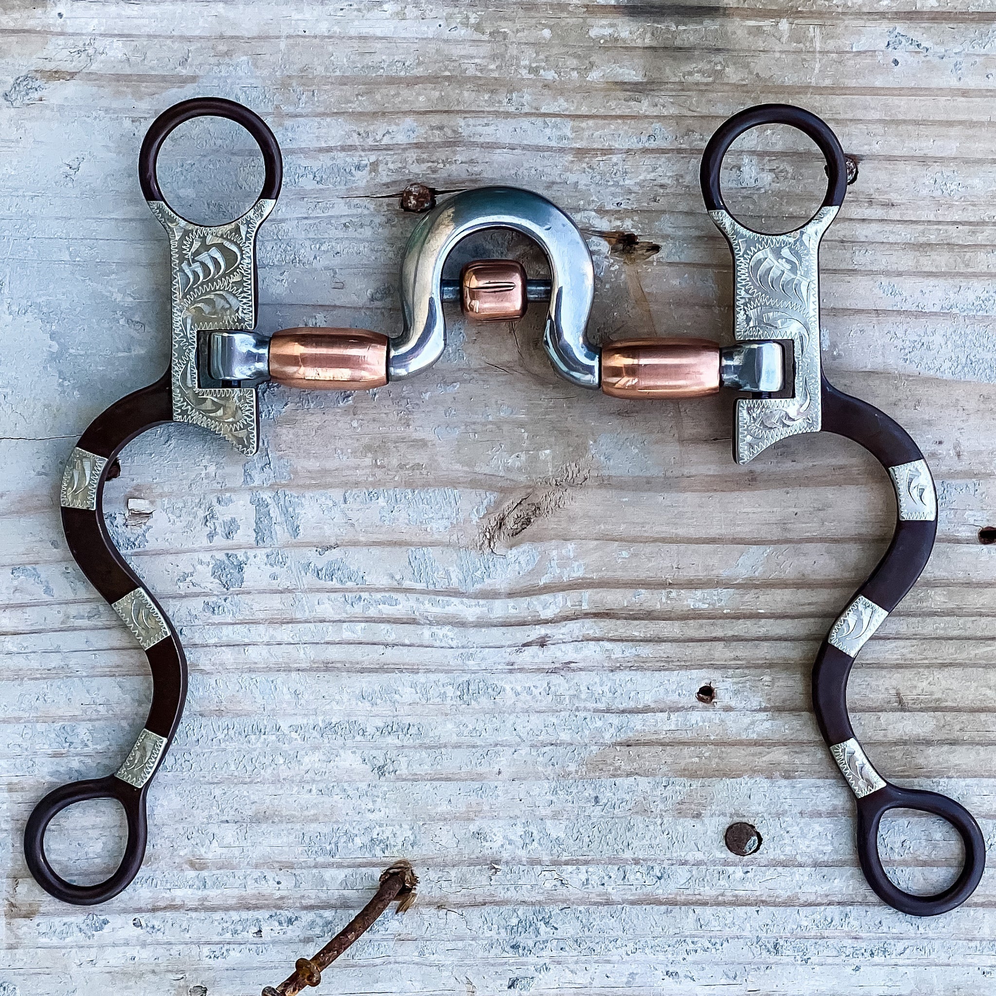 AJ Tack Engraved Spoon Bit with Copper Barrels AJ Tack