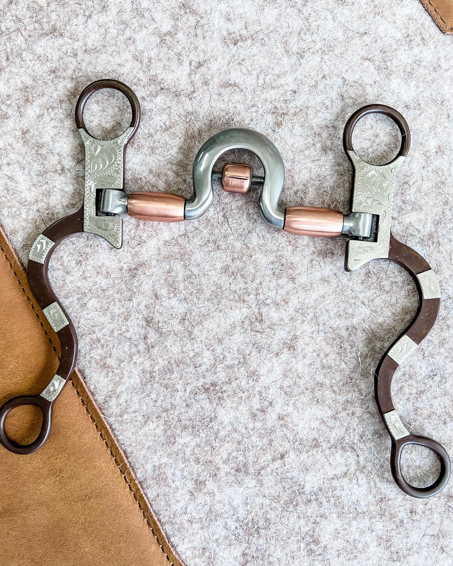 AJ Tack Engraved Spoon Bit with Copper Barrels AJ Tack