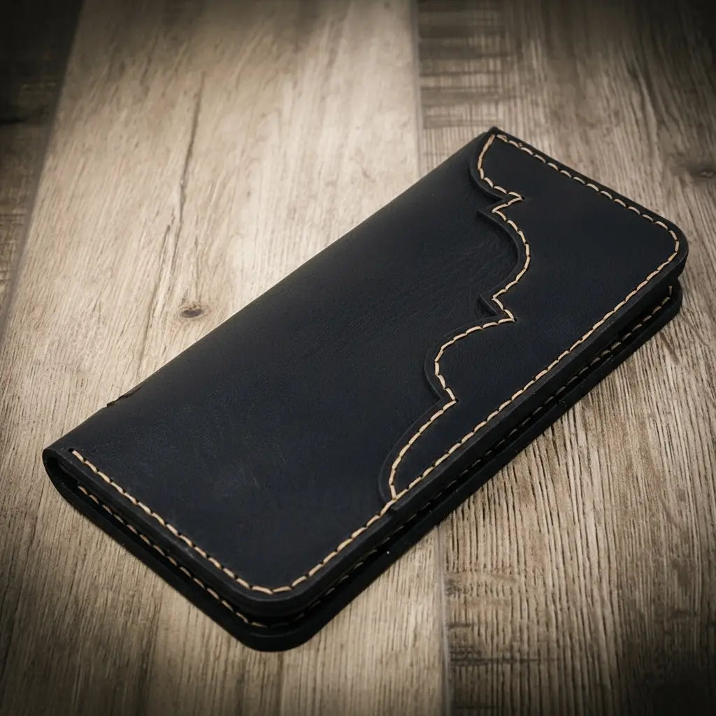 Western Long Wallet Bull Sheath Leather