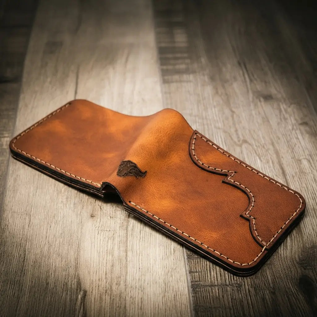 Western Bifold Wallet Bull Sheath Leather
