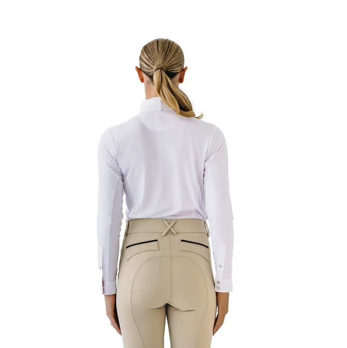 Bib Front Show Shirt - White Natural World Ovation Riding