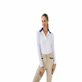 Bib Front Show Shirt - White Navy Mosaic Floral Ovation Riding