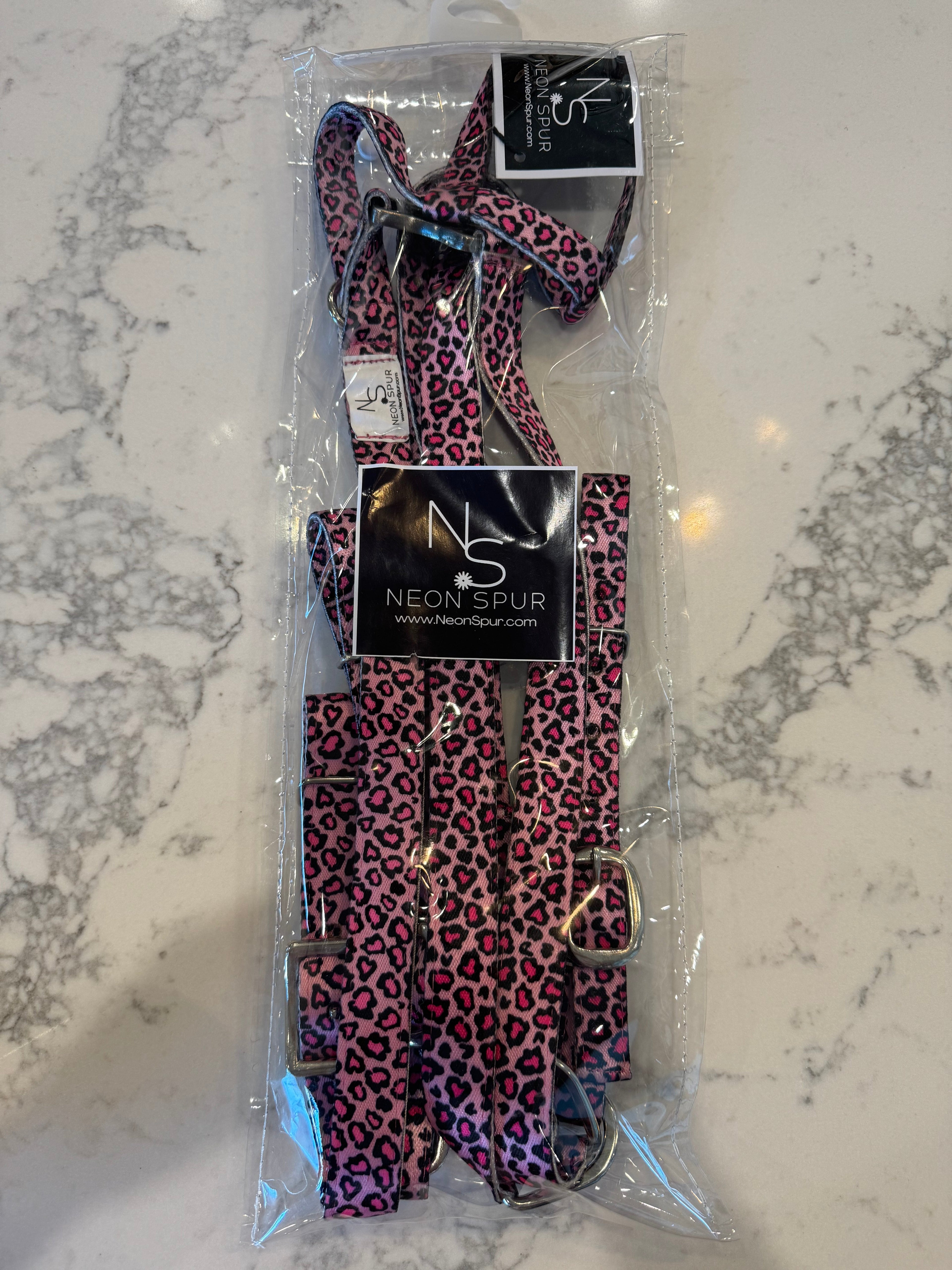 Catty Cowgirl Nylon One Ear Headstall & Breast Collar Tack Set Neon Spur