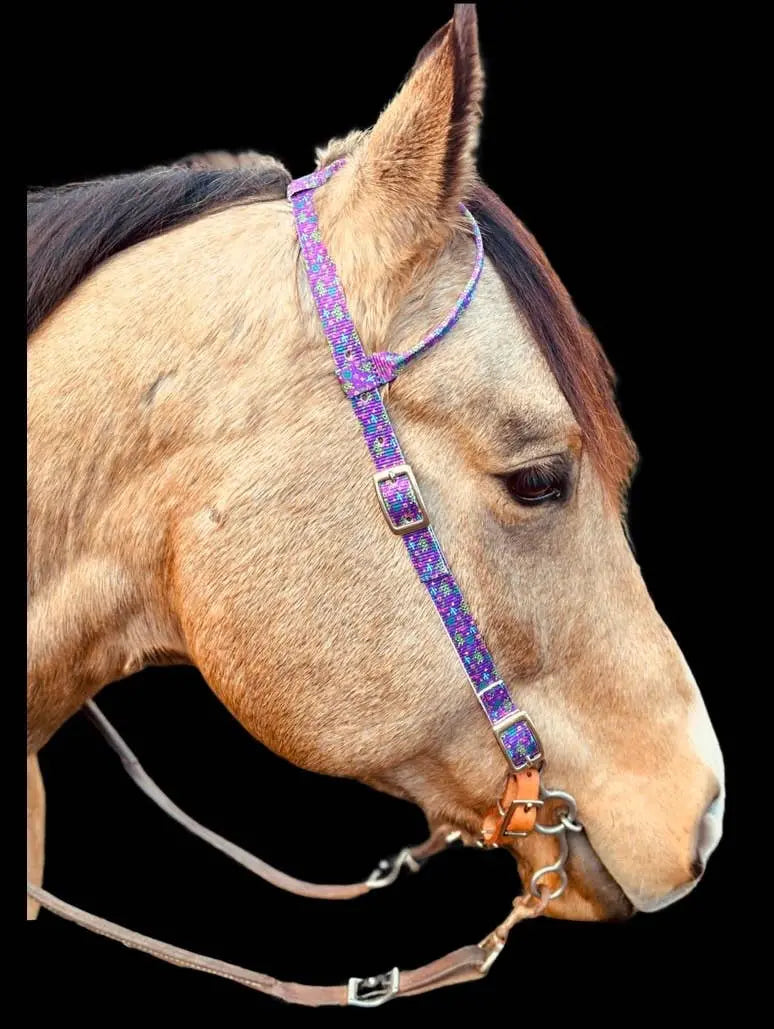 Neon Yeehaw Nylon One Ear Headstall Neon Spur