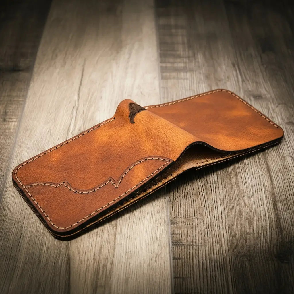 Western Bifold Wallet Bull Sheath Leather
