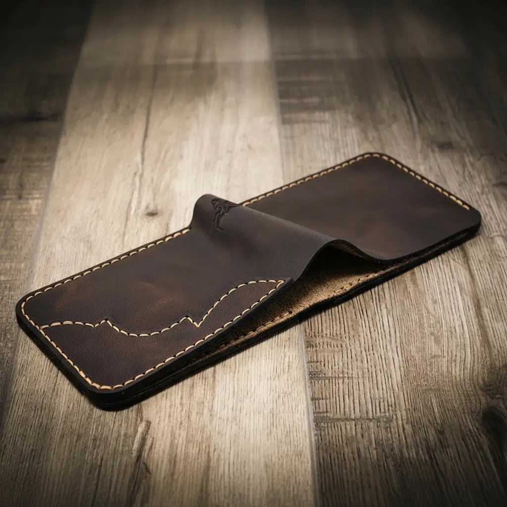 Western Bifold Wallet Bull Sheath Leather