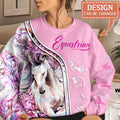 Personalized Horse Ear AOP Sweater - Up to 5 Names - Gift Idea For Horse Lover - Equestrian CusGifts