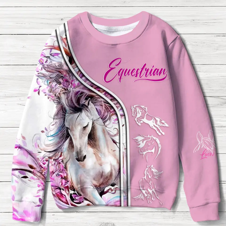 Personalized Horse Ear AOP Sweater - Up to 5 Names - Gift Idea For Horse Lover - Equestrian CusGifts