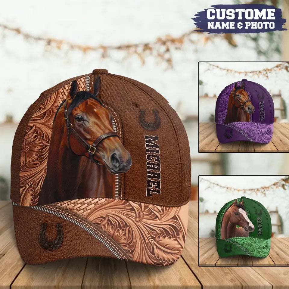 Custom Personalized Horse Cap - Gift Idea For Horse Lover - Upload Photo CusGifts