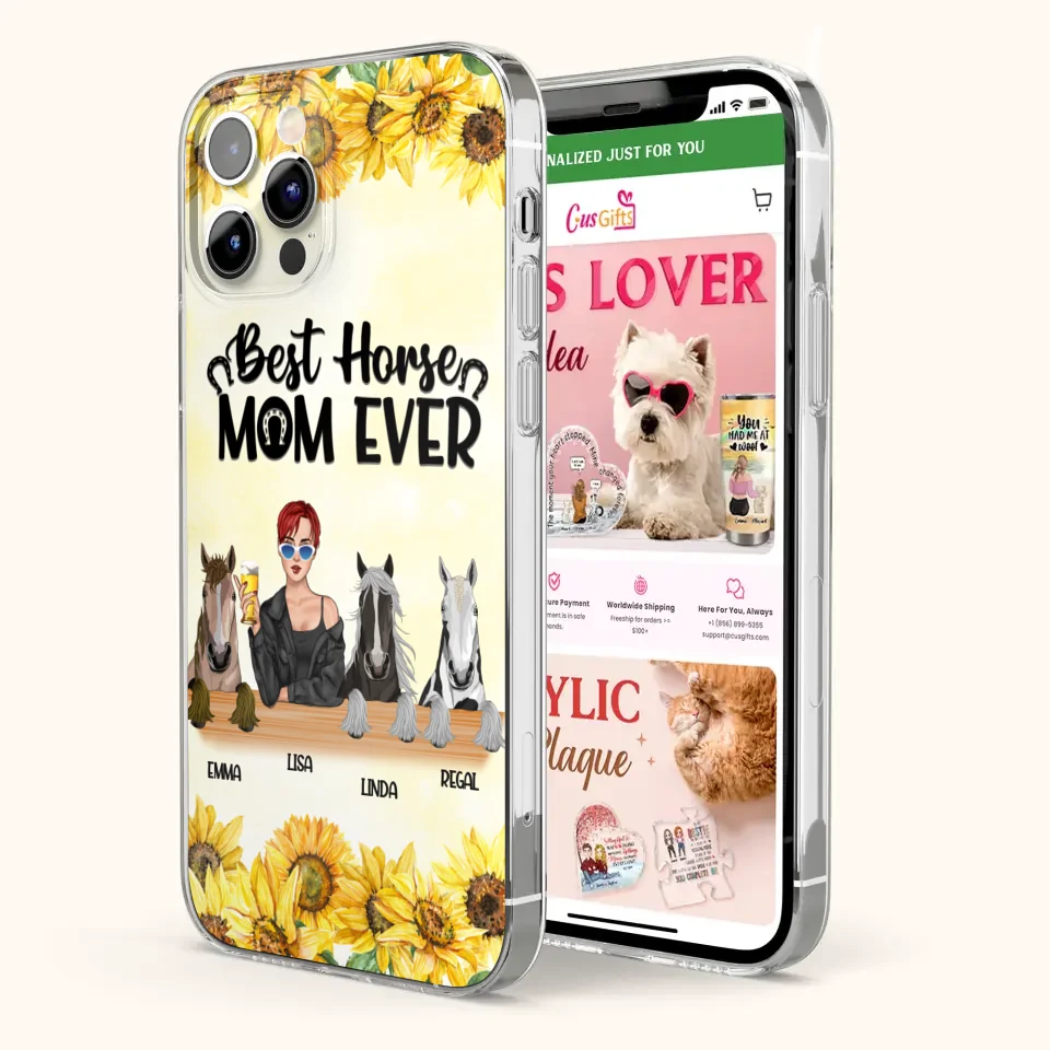 Custom Personalized Horse Mom Phone Case, Gift for Horse Lovers - Life Is Better With Horses CusGifts
