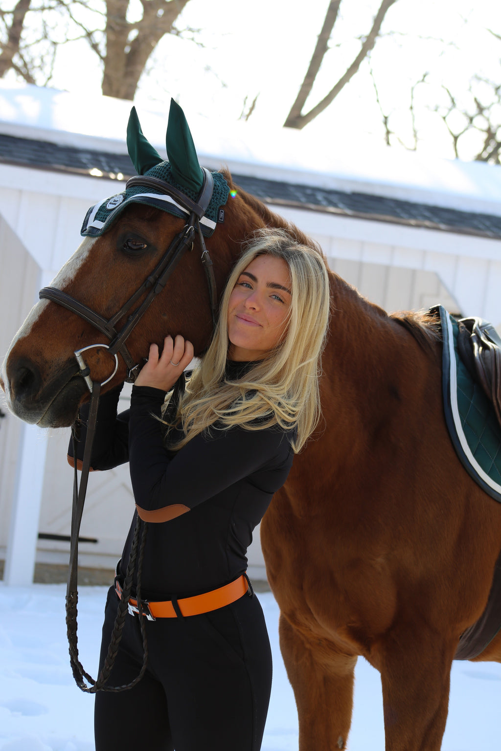 Horse Bonnet | Green- Black & White San Eligius