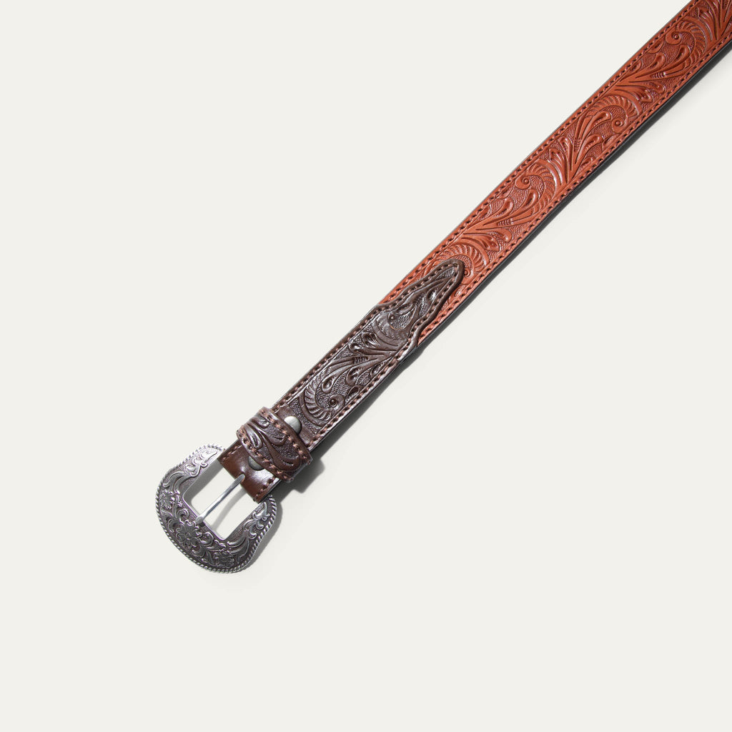 Hand-Tooled Western Billet Belt Will Leather Goods