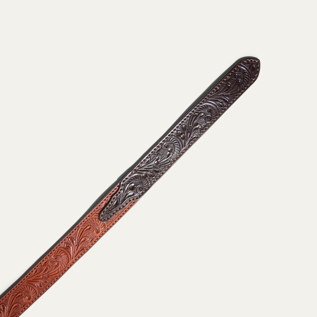 Hand-Tooled Western Billet Belt Will Leather Goods