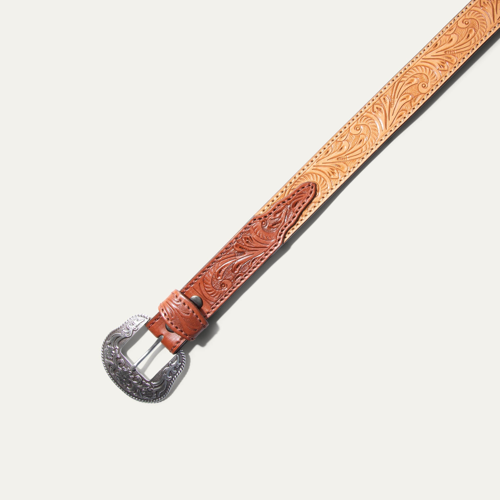 Hand-Tooled Western Billet Belt Will Leather Goods