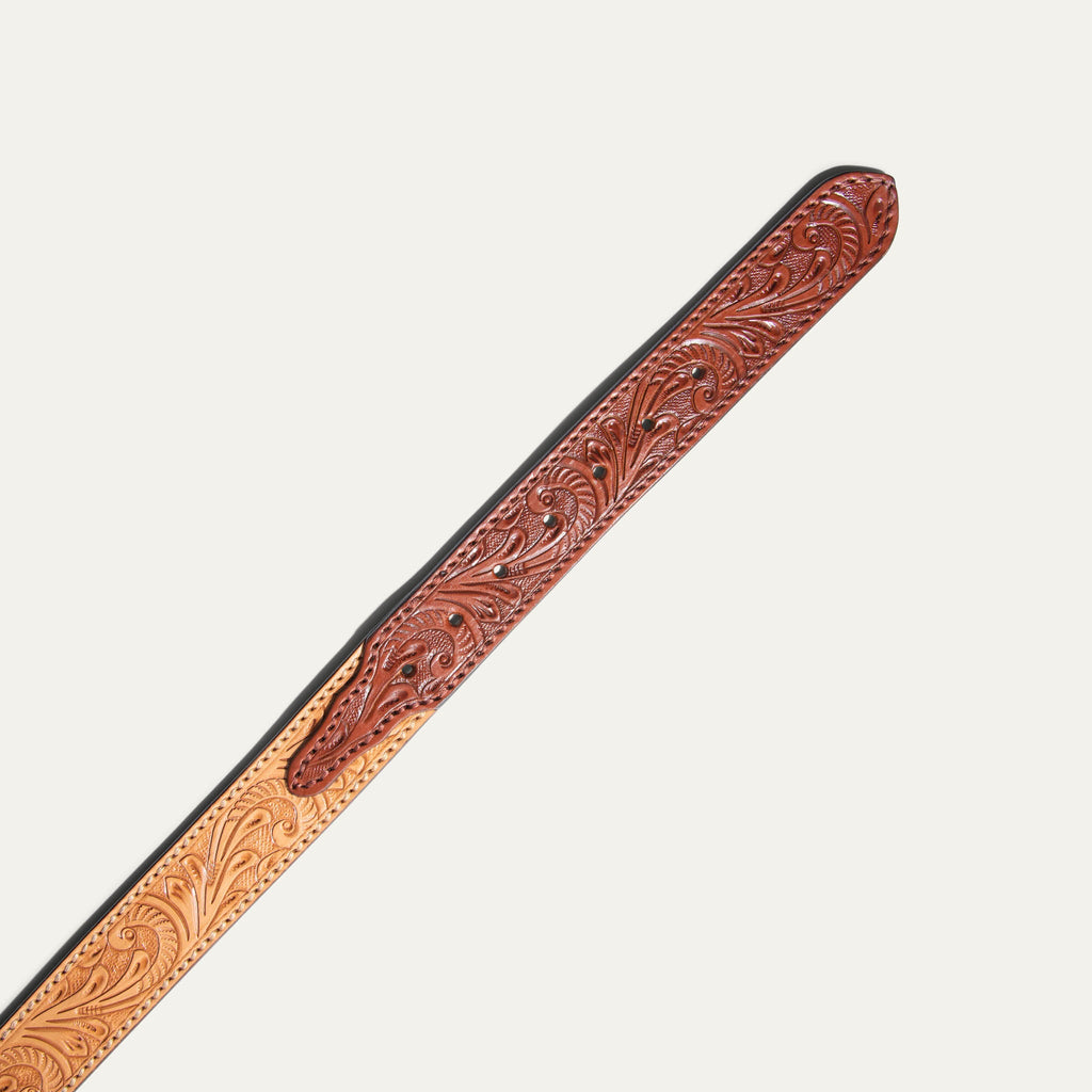 Hand-Tooled Western Billet Belt Will Leather Goods