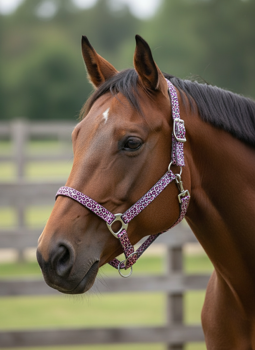 Catty Cowgirl Quick Release Nylon Horse Halter Neon Spur