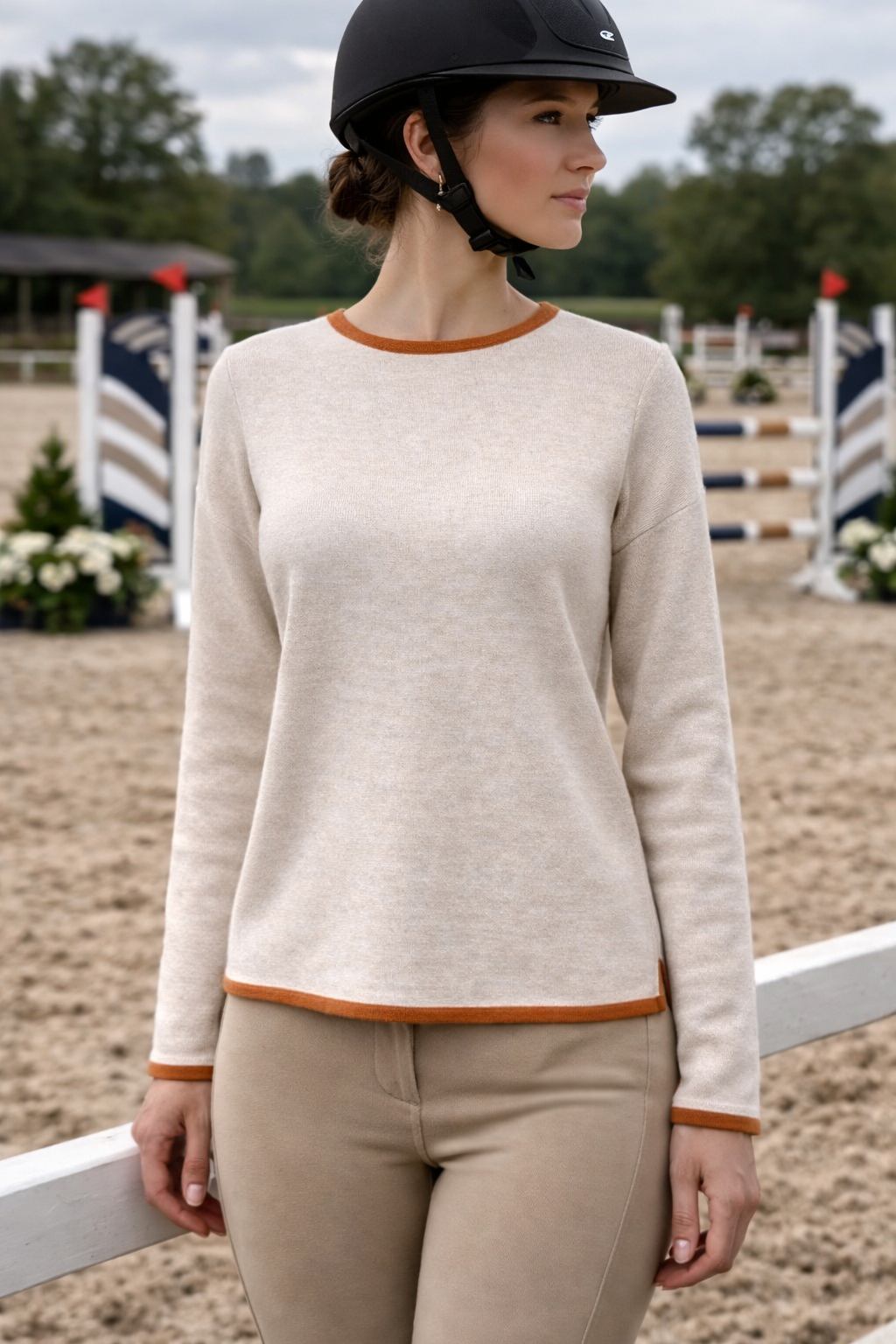 Neon Spur Snaffle Bit Crew-Neck Sweater -Tan Neon Spur