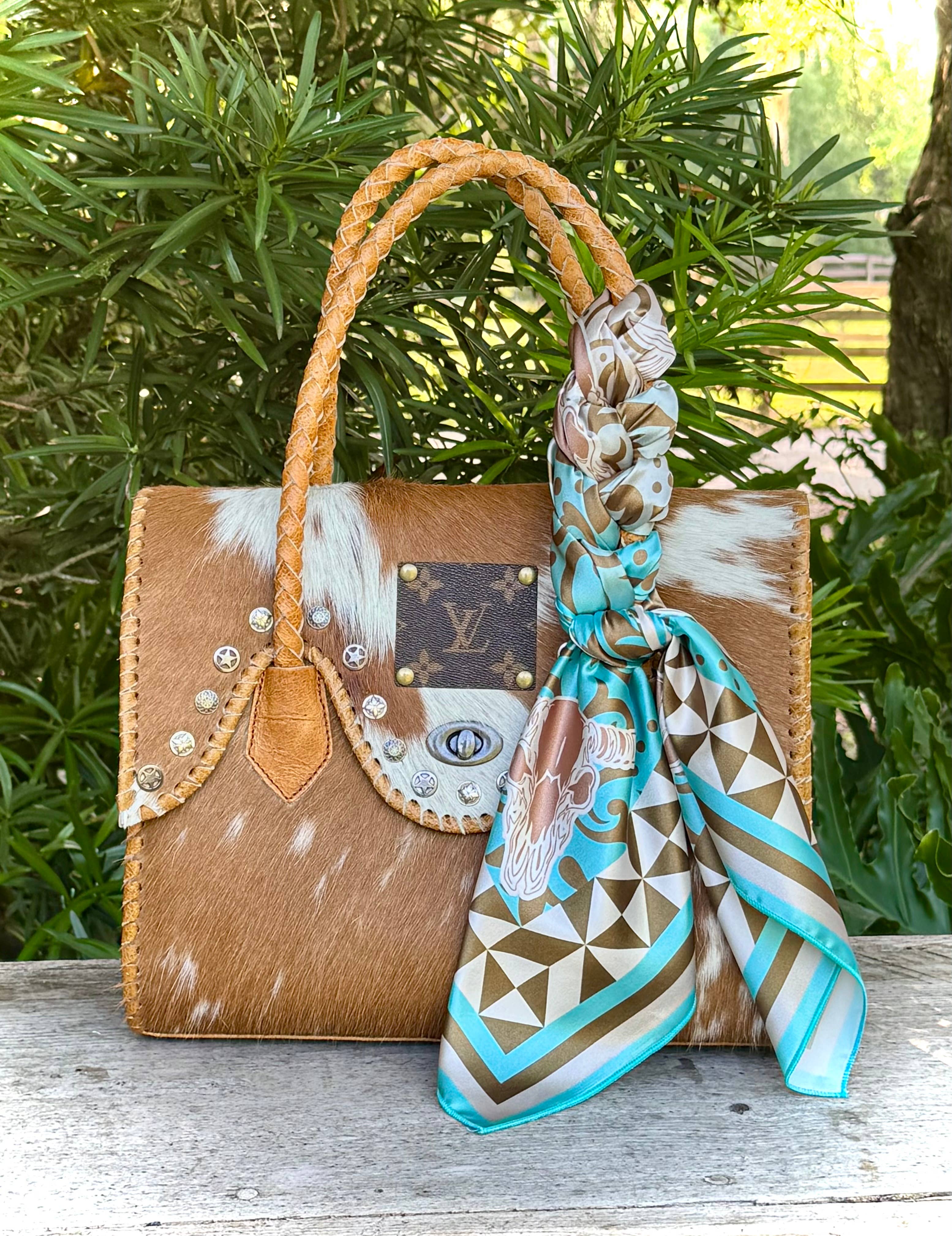 Upcycled LV Cowhide Leather Bougie Shoulder Crossbody Bag Neon Spur