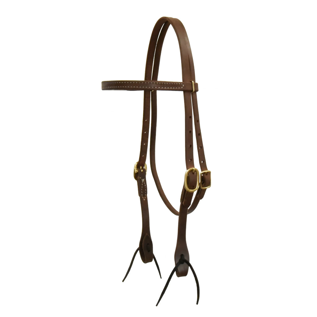 AJ Tack Oiled Harness Leather Straight Browband Headstall AJ Tack