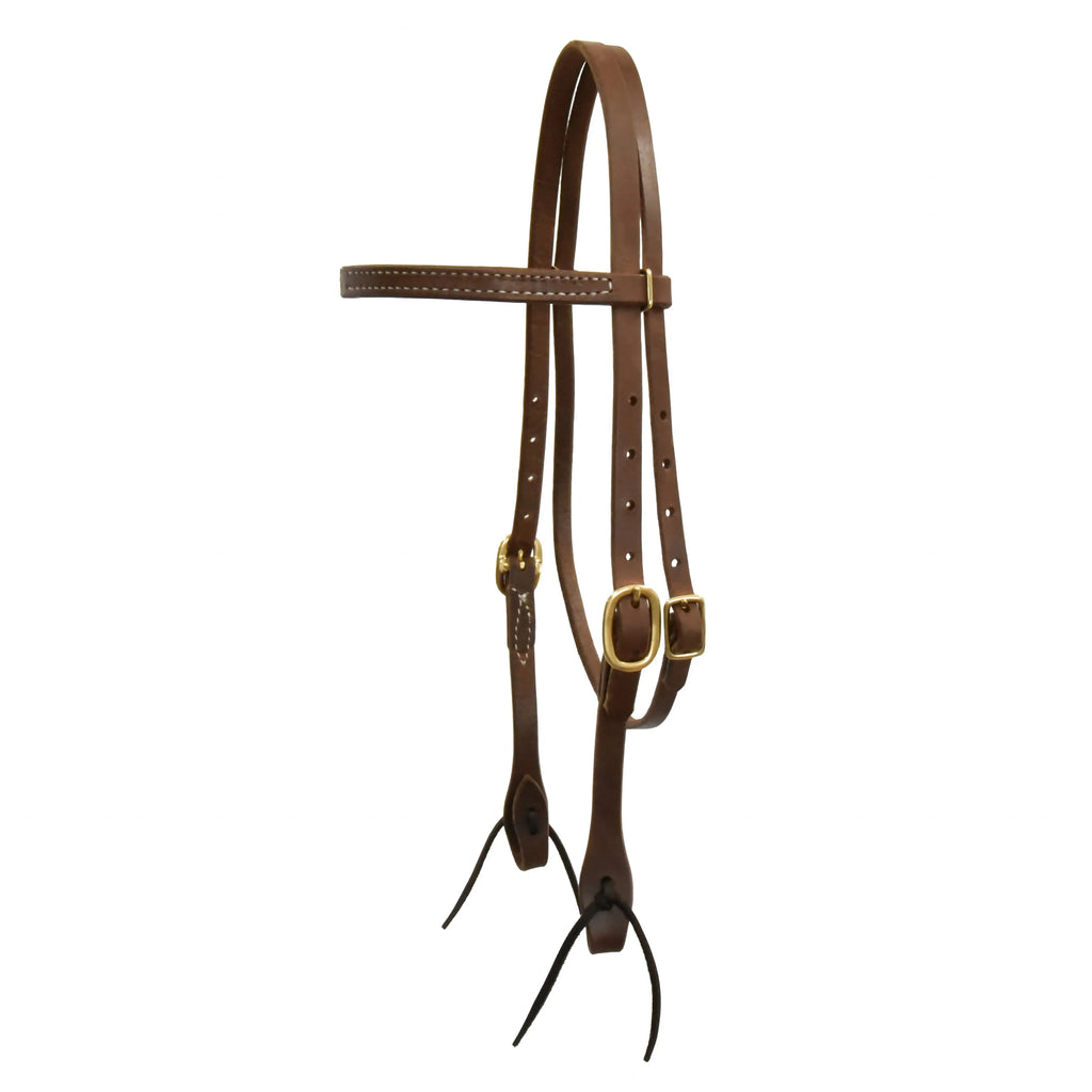 AJ Tack Oiled Harness Leather Straight Browband Headstall AJ Tack