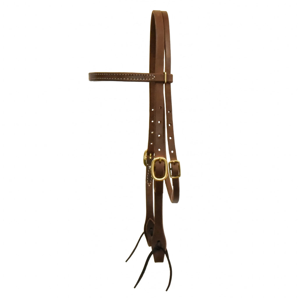 AJ Tack Oiled Harness Leather Straight Browband Headstall AJ Tack