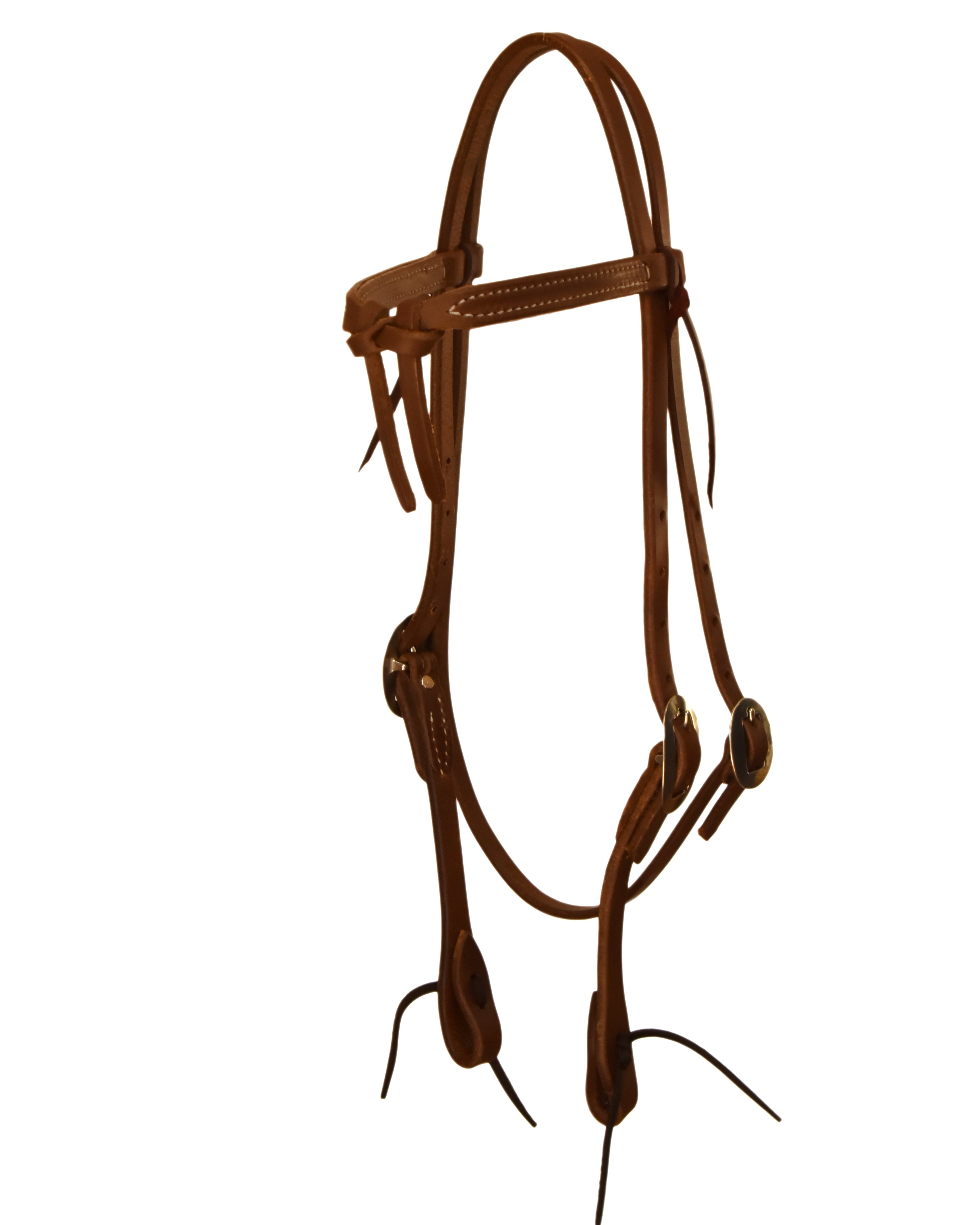 AJ Tack Oiled Harness Leather Knotted Browband Headstall AJ Tack