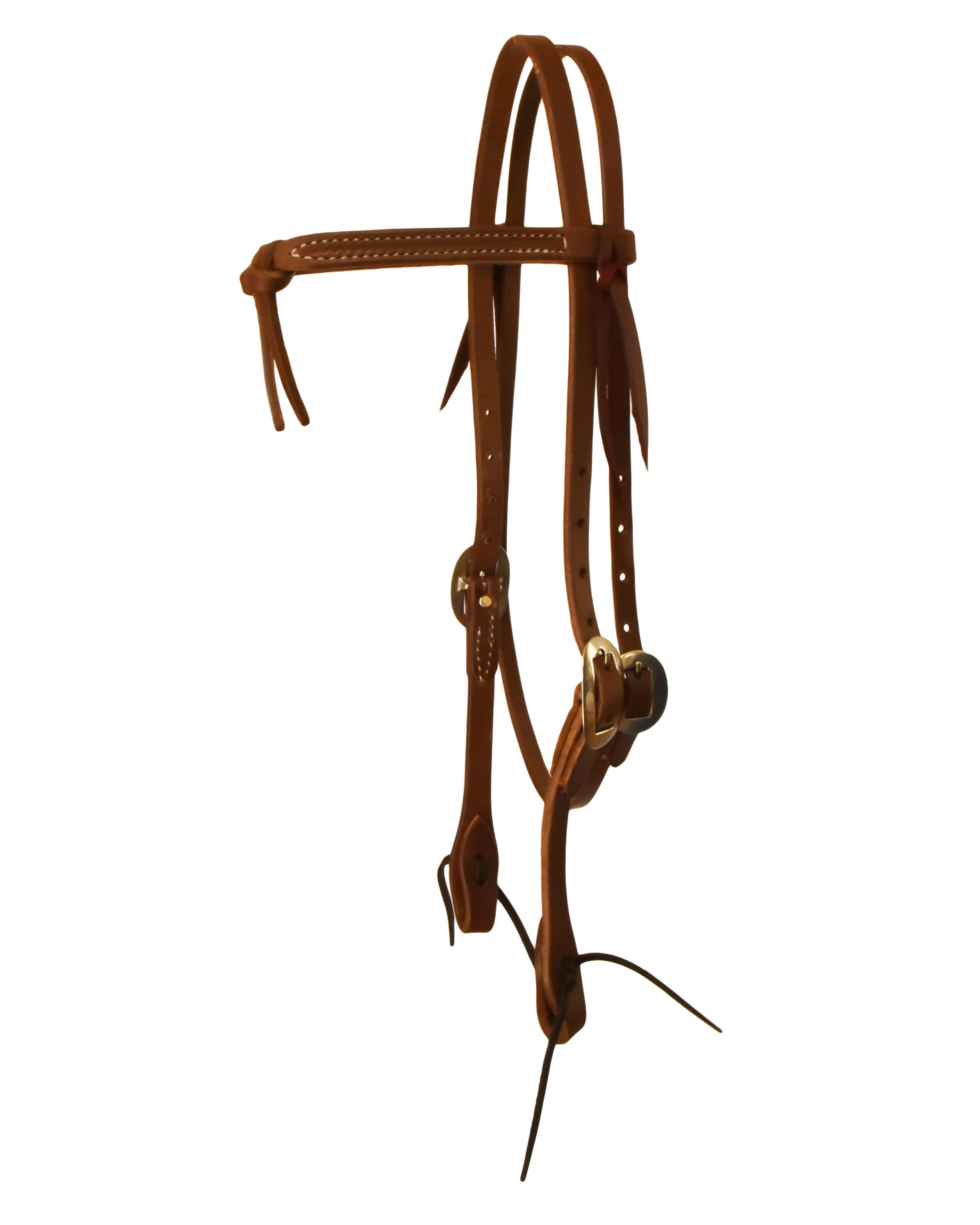 AJ Tack Oiled Harness Leather Knotted Browband Headstall AJ Tack