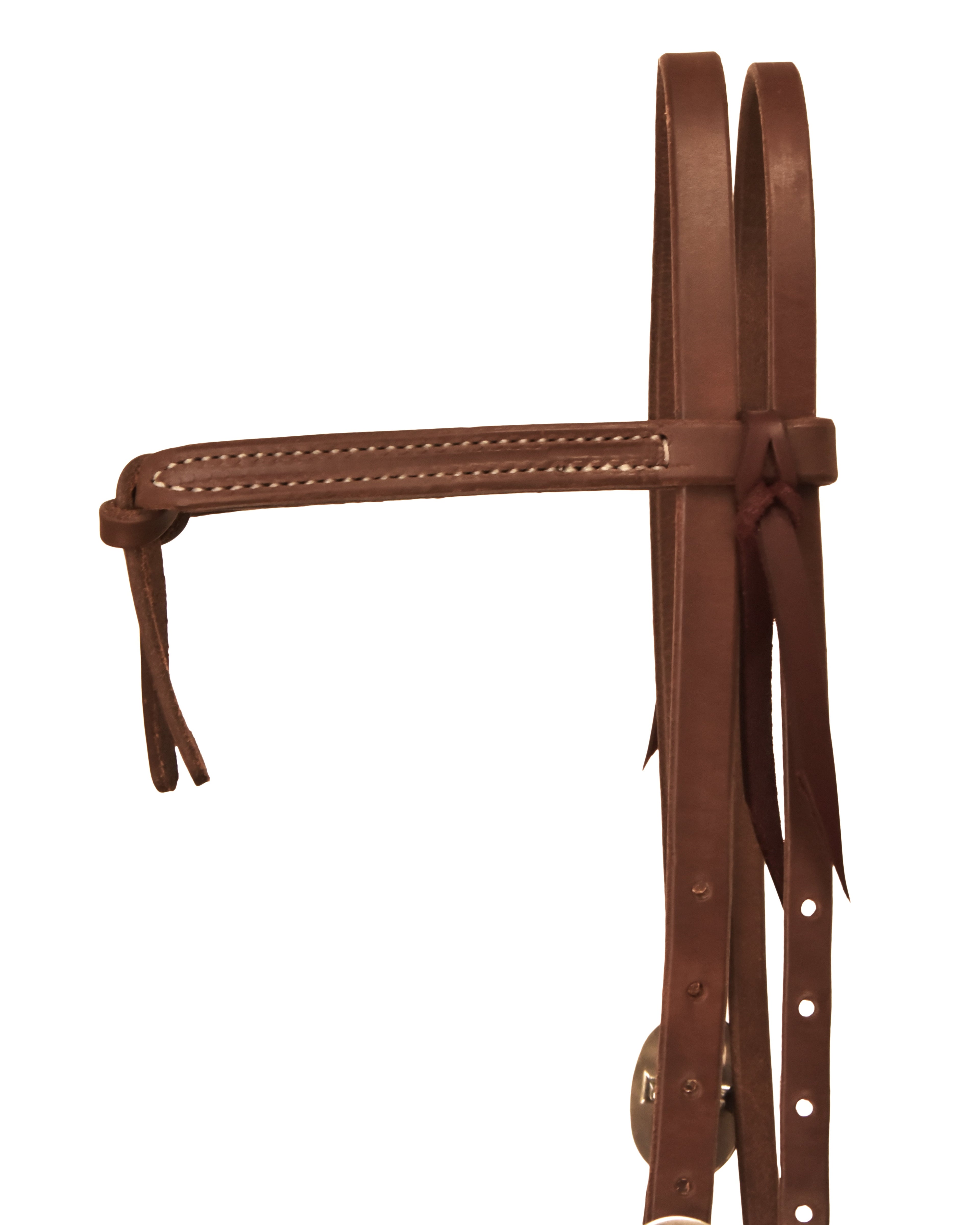 AJ Tack Oiled Harness Leather Knotted Browband Headstall AJ Tack
