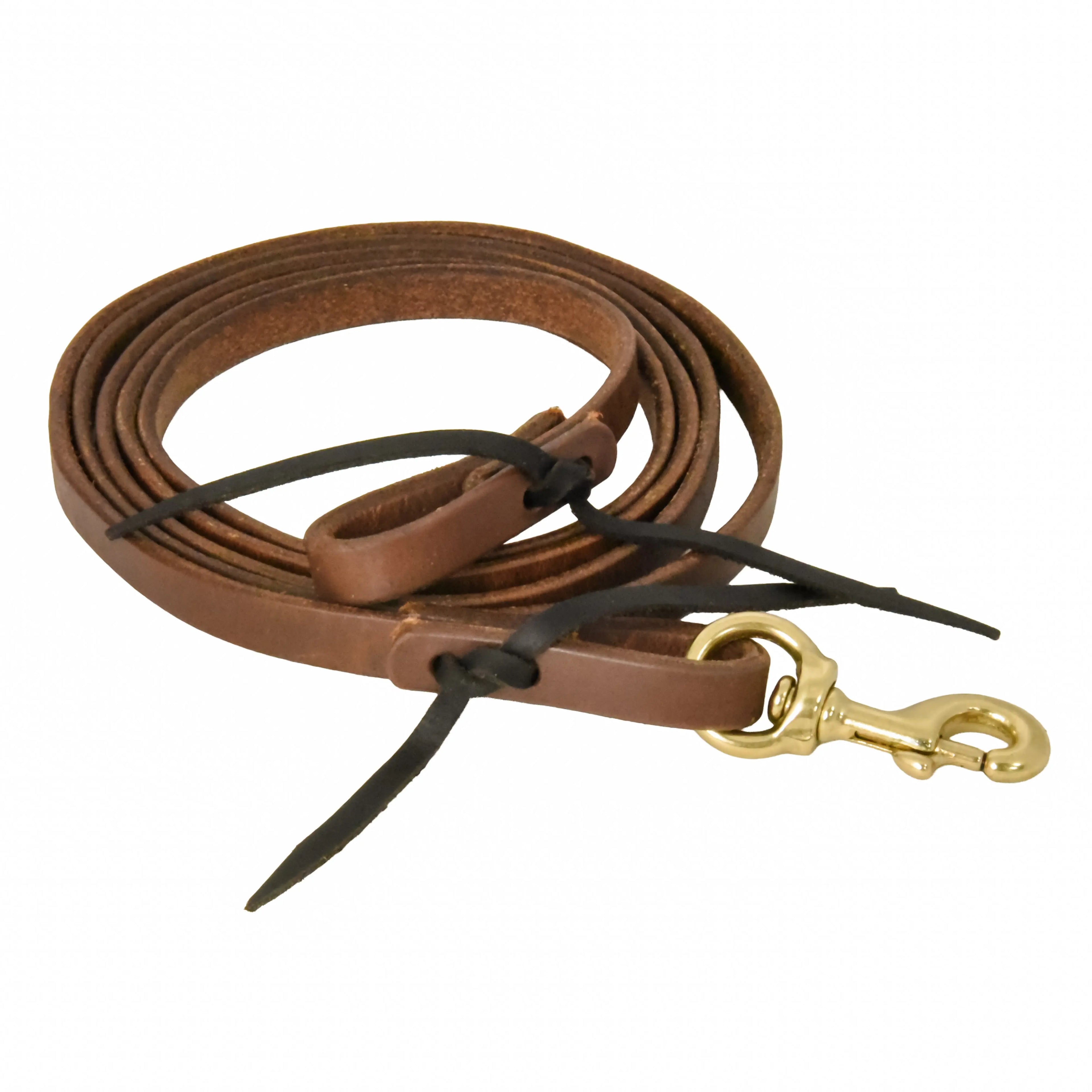 AJ Tack Oiled Harness Leather Flat Roper Reins - 5/8in x 8ft AJ Tack
