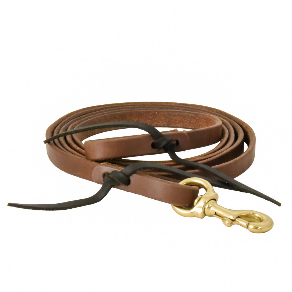 AJ Tack Oiled Harness Leather Flat Roper Reins - 5/8in x 8ft AJ Tack