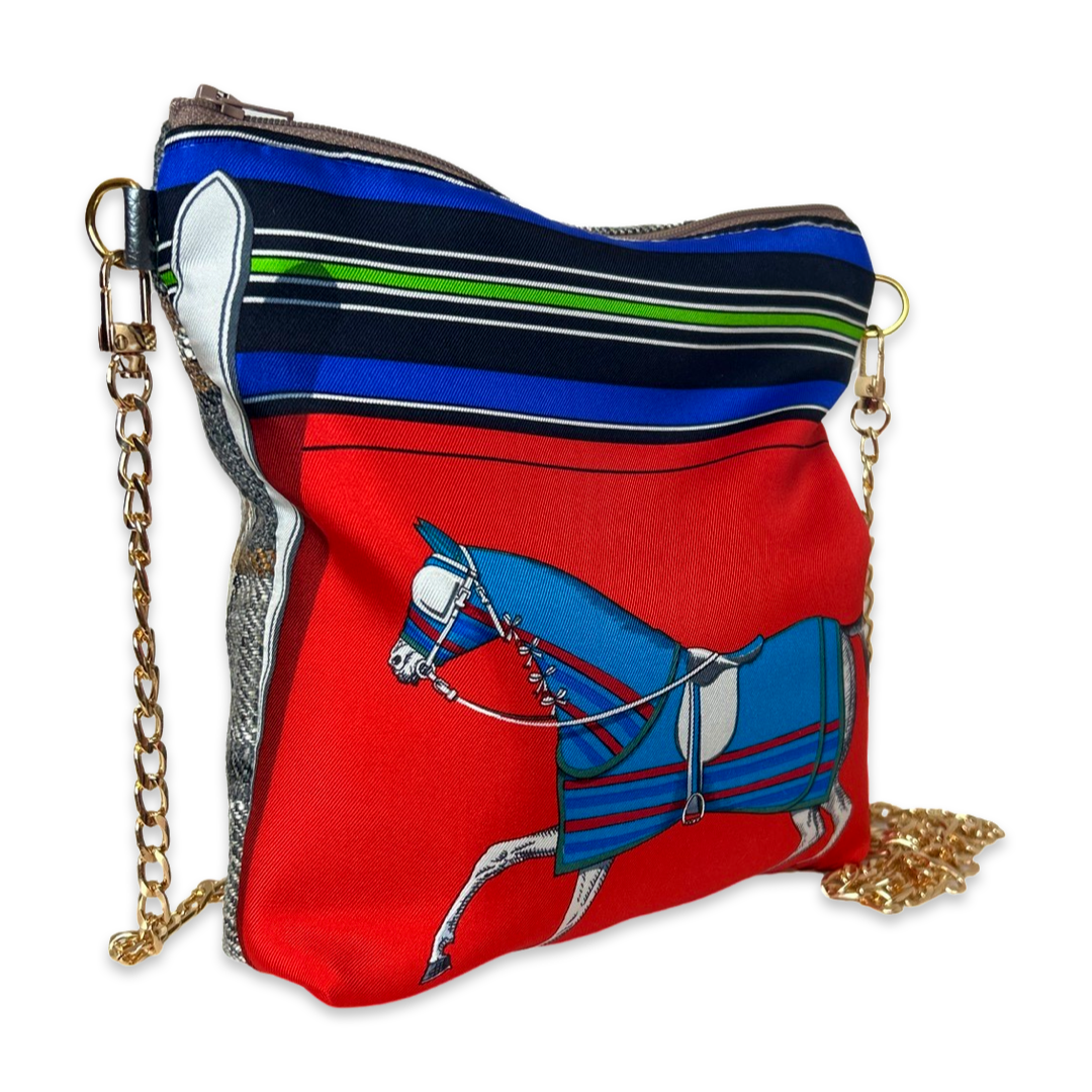 Couvertures et Tenues du Jour Red Vintage Scarf Crossbody Bag Vintage Luxe Up