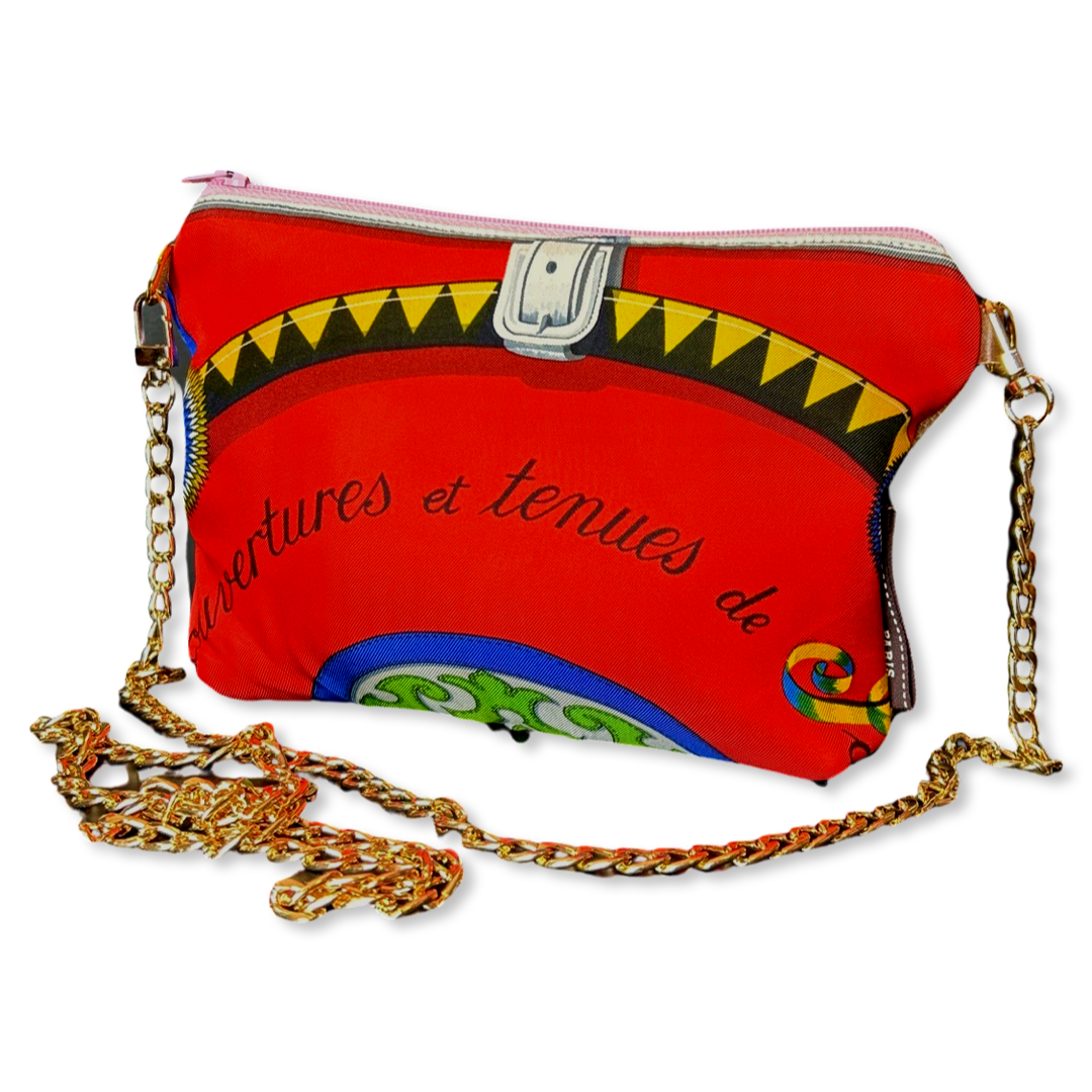Couvertures et Tenues du Jour Red Vintage Scarf Crossbody Bag Vintage Luxe Up